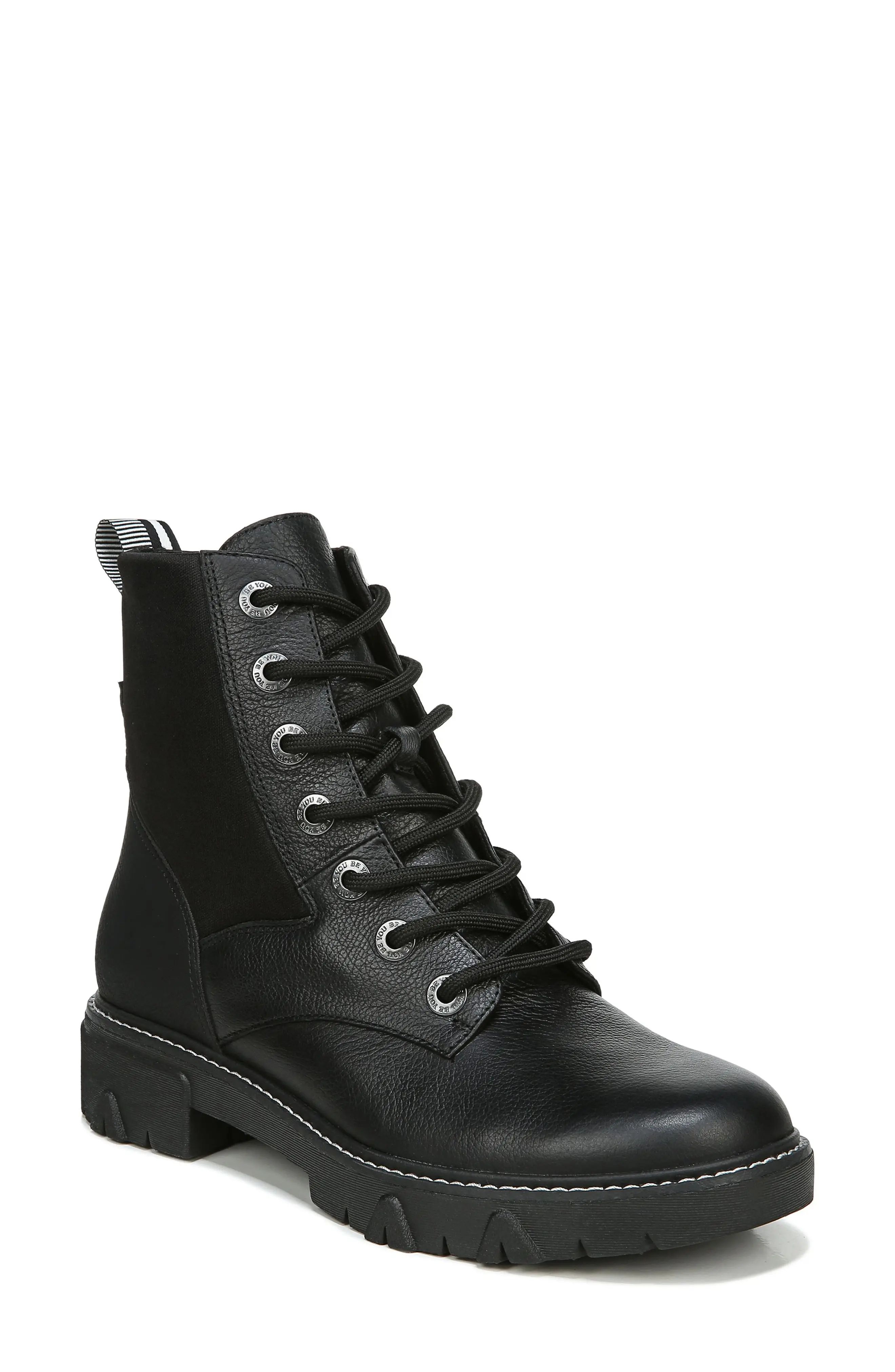 Dr. Scholl's Hudson Combat Boot in Black Leather at Nordstrom, Size 6.5 | Nordstrom