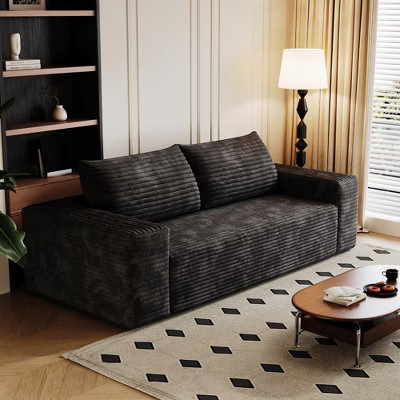 63" Black Corduroy Loveseat Sofa with Deep Seat Design, Comfy Sofa for Living Room or Bedroom, No Assembly Sofa for Apartment or Office-Koiai | Target