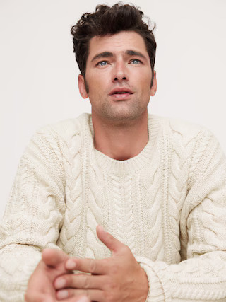 Italian Merino-Blend Cable-Knit Sweater | Banana Republic (US)