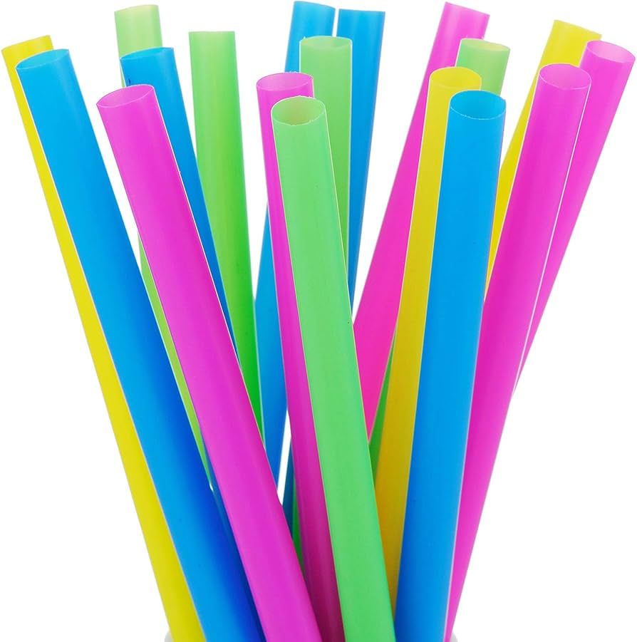 ALINK 100 Extra Large Plastic Bubble Tea Smoothie Straws, 1/2" Wide X 8 1/2" Long Wide Boba Straws | Amazon (US)