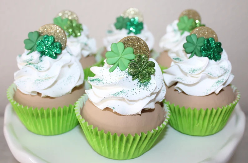 Set of TWO Fake St. Patrick's Day Cupcakes,  St. Patrick's Day Cupcakes,  St. Patrick's Day déco... | Etsy (US)