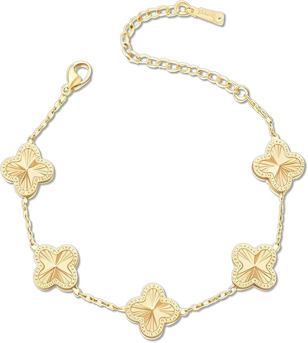 18k Women's Golden Charm Clover Bracelet Exquisite Fashion Jewelry | Amazon (US)