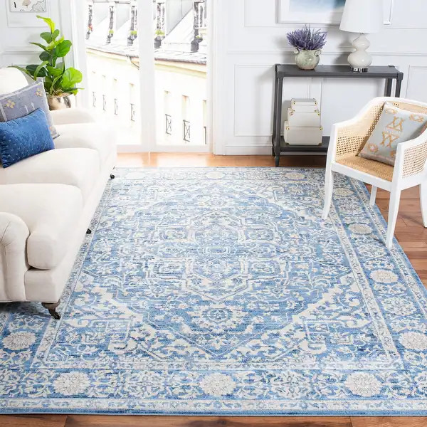 SAFAVIEH Brentwood Myrtice Oriental Medallion Rug - 9' x 12' - Ivory/Navy | Bed Bath & Beyond