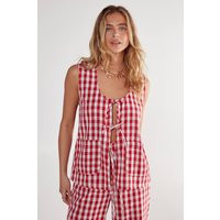 Womens Gingham Tie Front Tank - Red - 10 | boohoo (US & Canada)