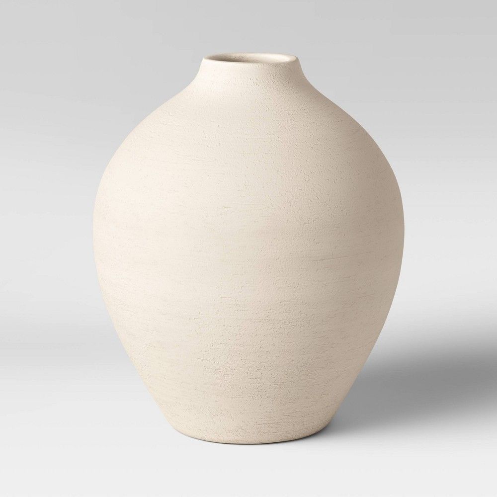 10"" x 8.5"" Earthenware Fall Texture Vase White - Threshold | Target