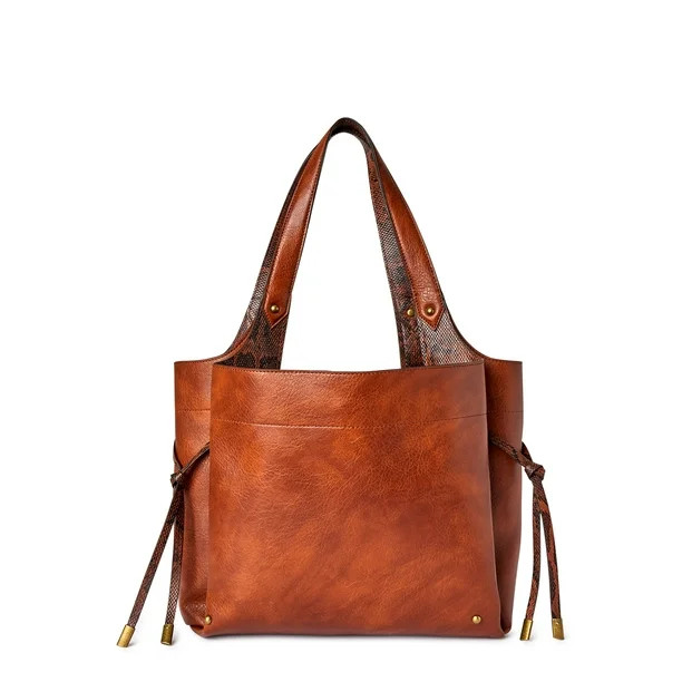 Time and Tru Women’s Broadway Tote Handbag Brown - Walmart.com | Walmart (US)