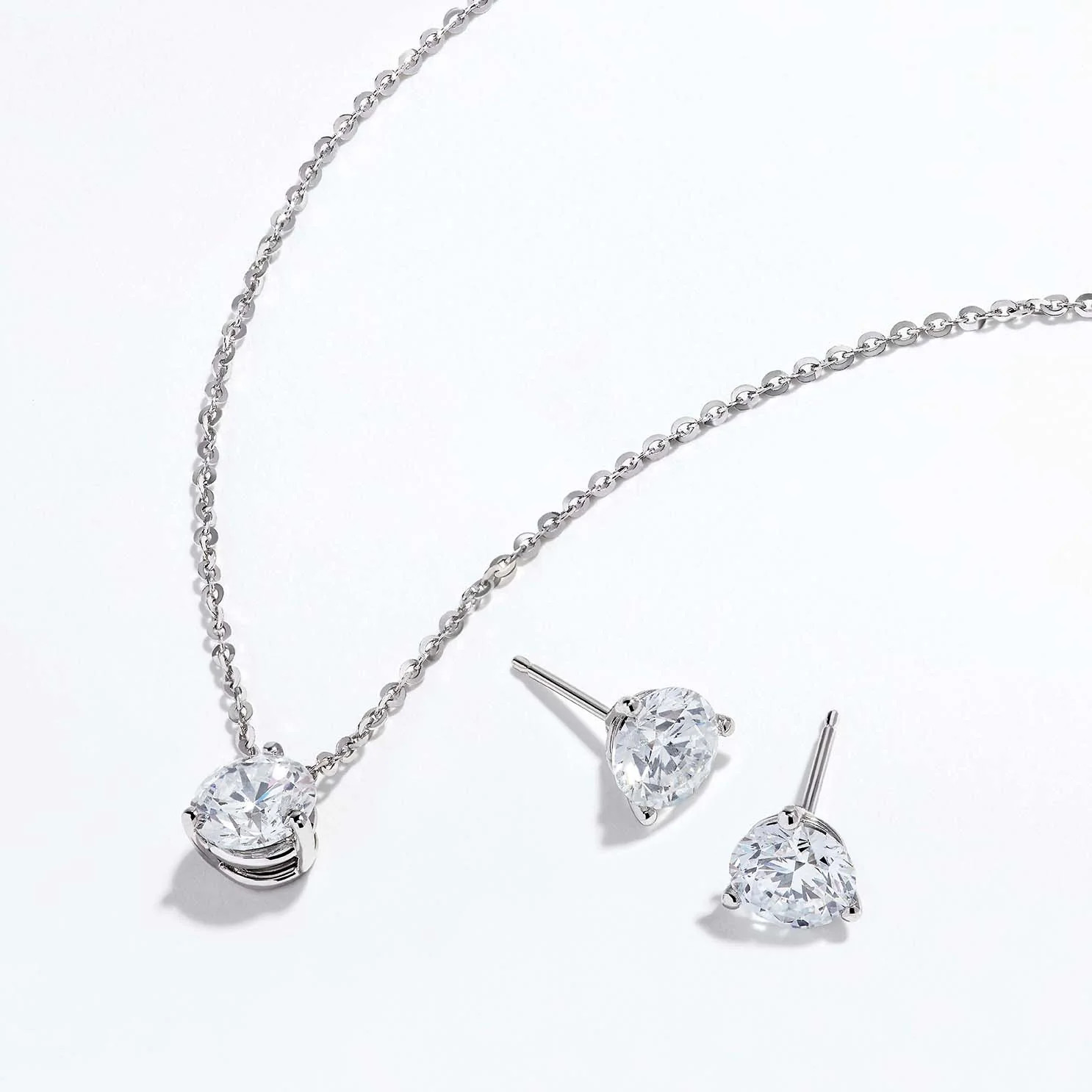 Lab Grown Diamond Earring and Necklace Set in 14K White Gold | Effy Jewelry