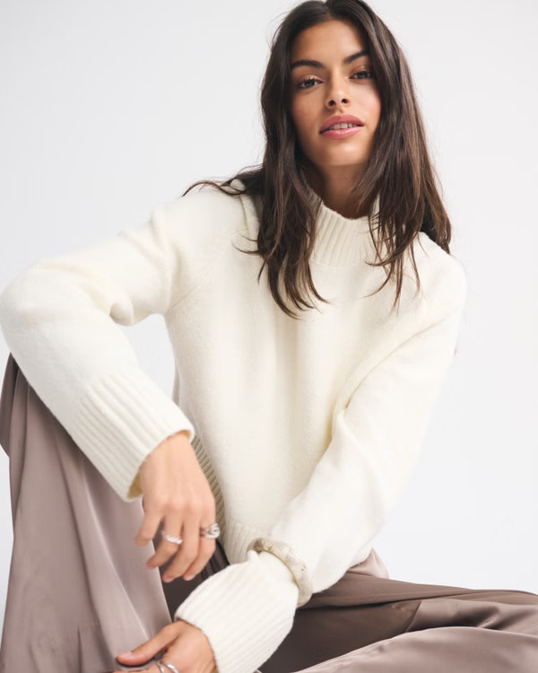 Women's Easy Mockneck Sweater | Women's Tops | Abercrombie.com | Abercrombie & Fitch (US)