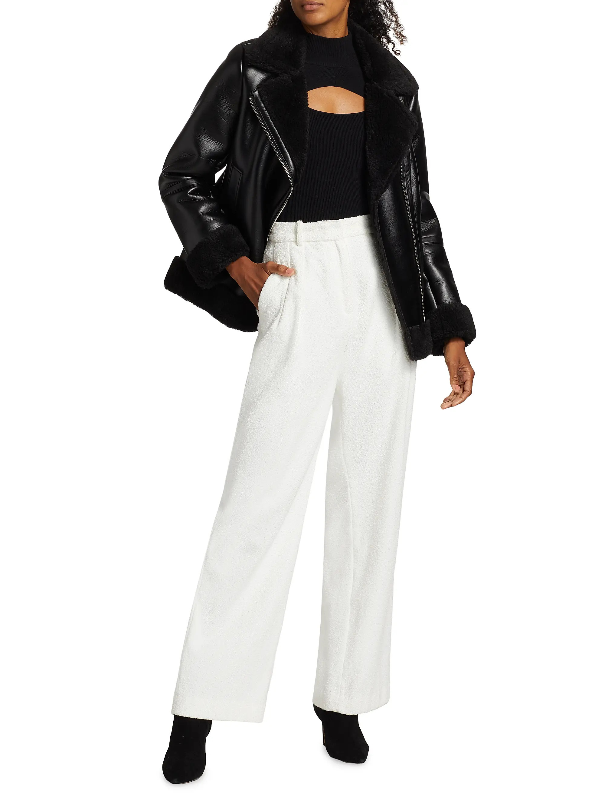 Shop Mercer Collective Amy Faux Leather Moto Jacket | Saks Fifth Avenue | Saks Fifth Avenue