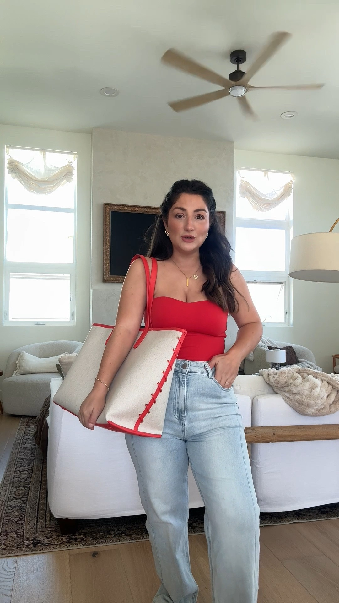 Obsessed with this oversized tote from CalPak!! I'm thinking this will be a perfect summer diaper bag to fit all the toys! Or a beach bag and of course travel! 
Outfit info: Top size small
 Jeans size 4 

5'0" 140lbs

#LTKSaleAlert #LTKTravel #LTKmomlife