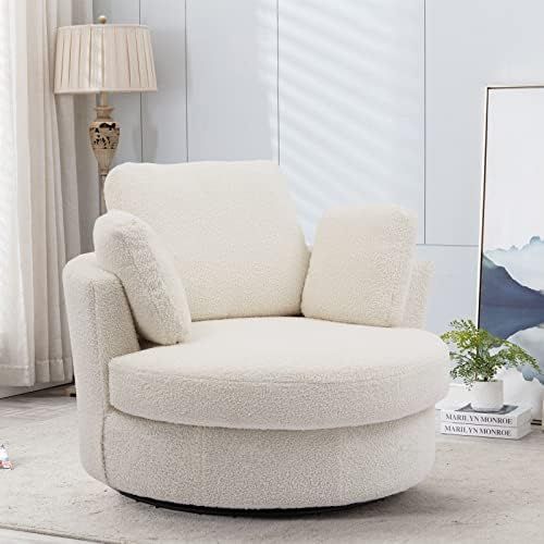 Amazon.com: Setawix 42.2" W Swivel Barrel Chair Swivel Accent Sofa with Pillows Swivel Round Sofa... | Amazon (US)