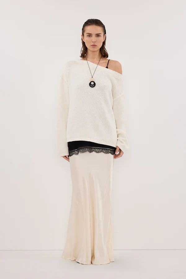 CHARLI CREAM SATIN MAXI SKIRT | DISSH