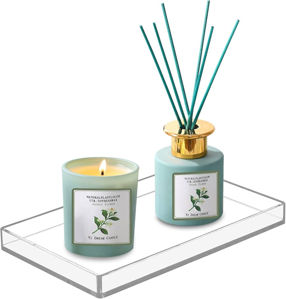 Bigfety Acrylic Bathroom Tray for Counter, Handmade Clear Trays Sturdy Organizer for Cup, Sponge,... | Amazon (US)