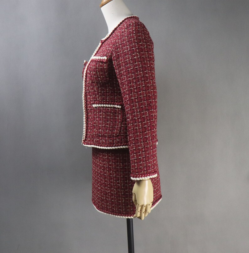 Womens Custom Made Dark Red Checked Pattern Tweed Blazer - Etsy | Etsy (US)