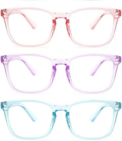 Blue Light Blocking Glasses for Women Men, 3-Pack Fashion Square Fake Nerd Eyeglasses Frame Anti ... | Amazon (US)