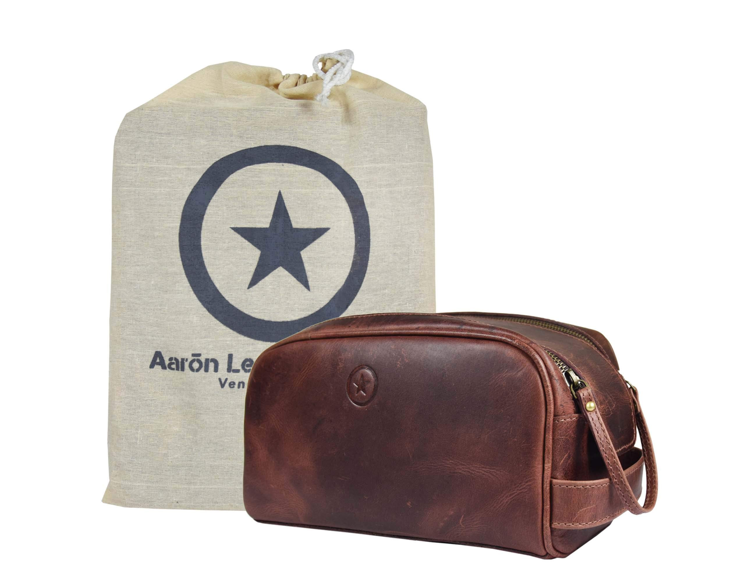 10" Premium Leather Toiletry Travel Pouch With Waterproof Lining | King-Size Handcrafted Vintage ... | Amazon (US)