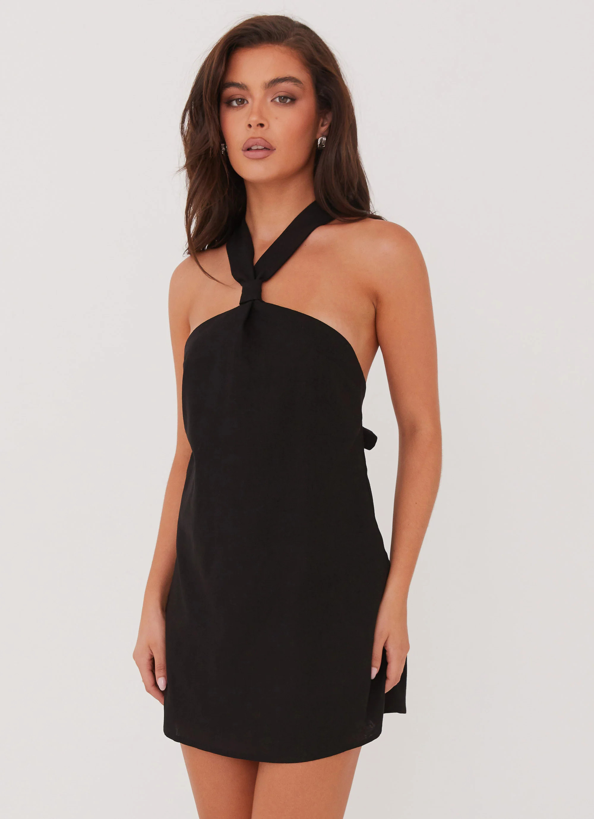 Keira Linen Mini Dress - Black | Peppermayo (Global)
