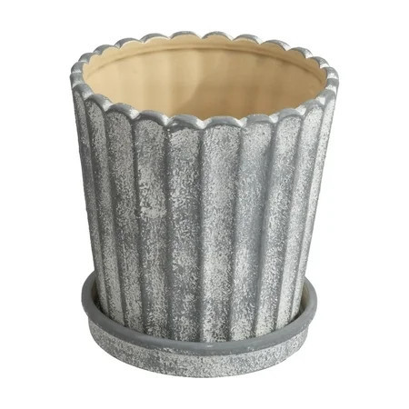 My Texas House 8 inch Shell Gray Ceramic Planter Pot | Walmart (US)