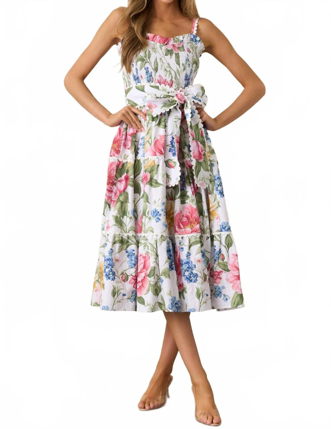Darcy Midi Dress In Dream Garden Print | Shop Simon