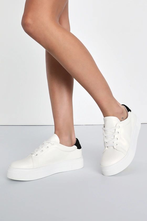 Sumner White and Black Flatform Sneakers | Lulus