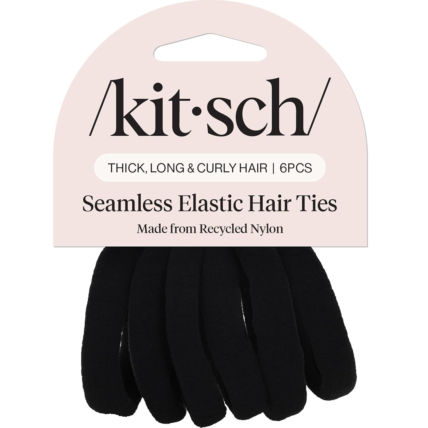Kitsch Elastic Hair Ties No Damage | Stretchable Hair Bands - Black, 6pcs | Amazon (US)