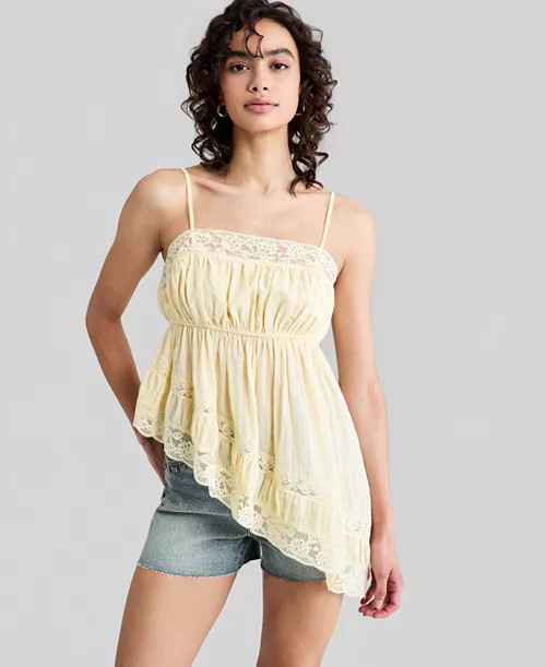 And Now This Women's Asymmetric Lace-Trim Top, Macy's Exclusive - Macy's | Macy's