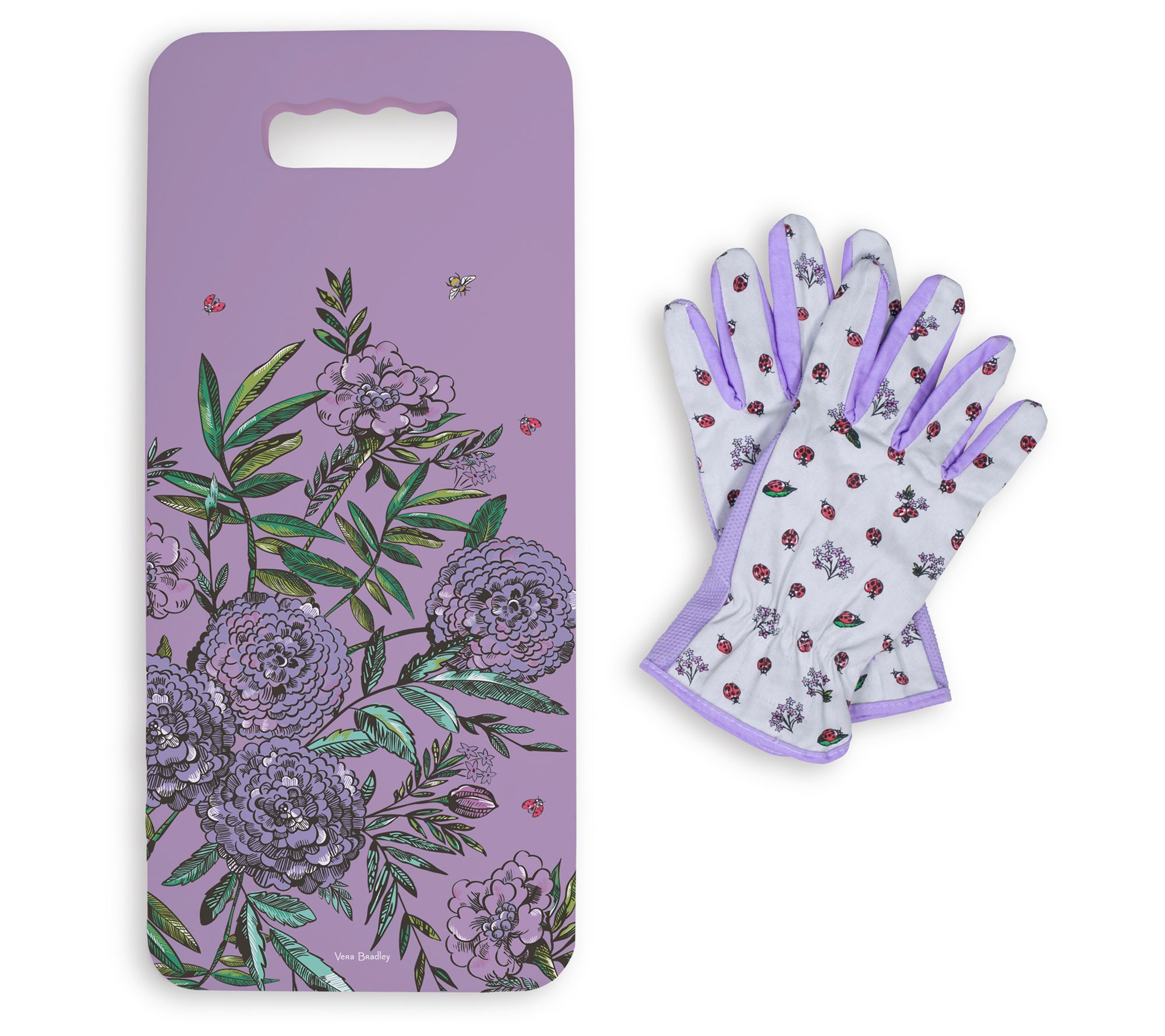 Vera Bradley Glove and Garden Cushion Set, Lavender Meadow | QVC