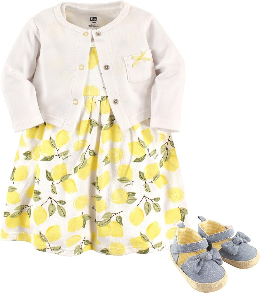 Hudson Baby baby-girls Cotton Dress, Cardigan and Shoe Set | Amazon (US)