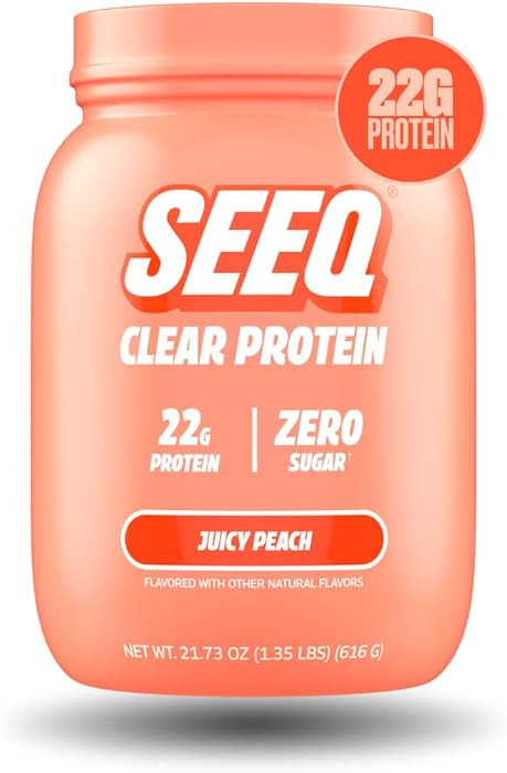 SEEQ Clear Protein Powder - Juicy Peach - 22 Servings - 22g Clear Whey Protein Isolate - Zero Sug... | Amazon (US)