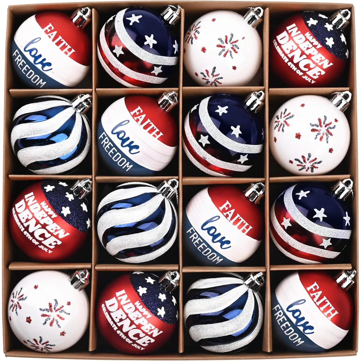 Valery Madelyn  Patriotic Ornaments for 4th of July Tree Decorations, 16ct 2 Inches Red White Blu... | Wayfair North America