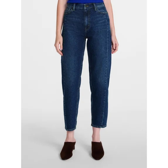 Scenario Women's and Women's Plus High Rise Barrel Jeans, 26", 28" Inseam, Sizes 0-28W | Walmart (US)