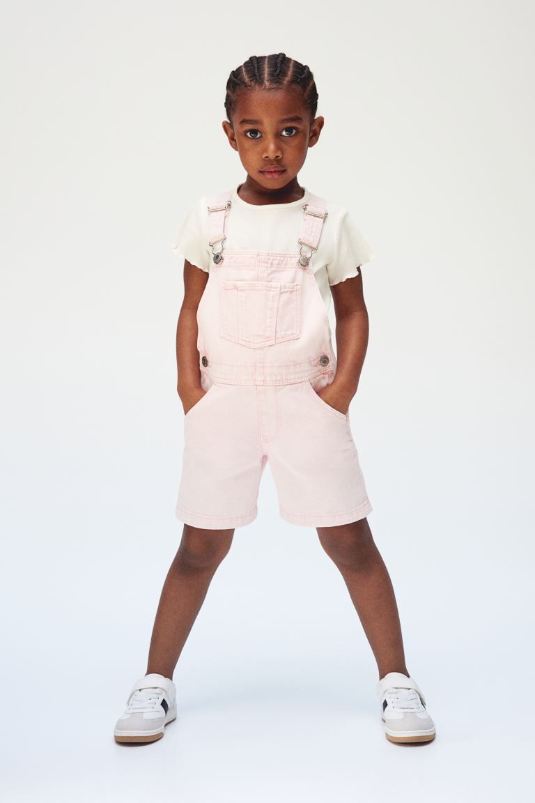 Denim Overall Shorts - Short - Light pink - Kids | H&M US | H&M (US + CA)
