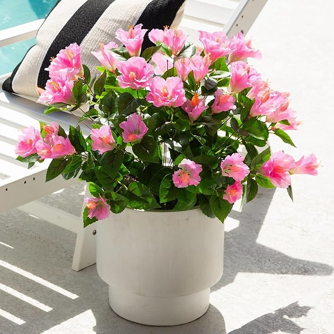 Nearly Natural 19in. UV Resistant Artificial Hibiscus Bush (Indoor/Outdoor) - Set of 3 | Amazon (US)