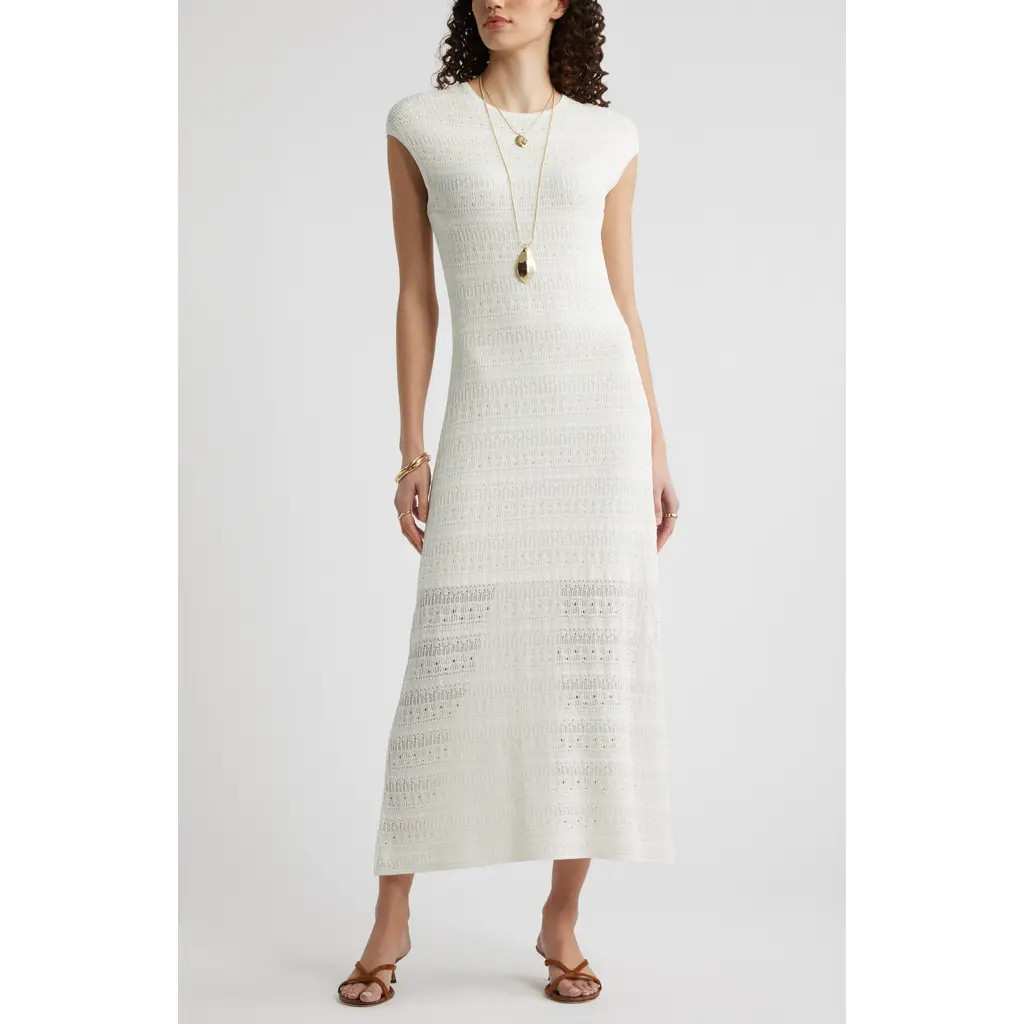 Nordstrom Pointelle Knit Sweater Dress in Ivory Tofu at Nordstrom, Size Xx-Small | Nordstrom