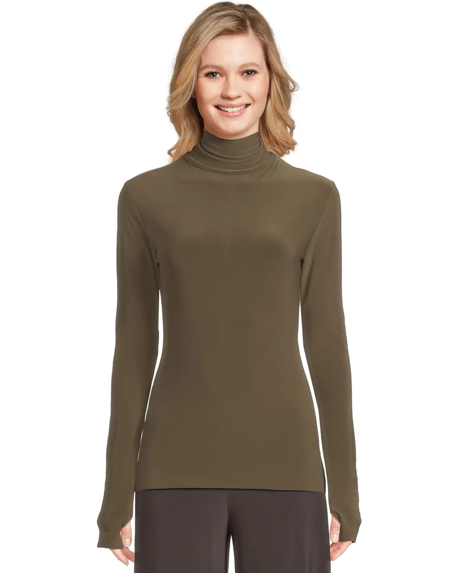 Women's Norma Kamali Slim Fit Long Sleeve Turtle Top | Zappos