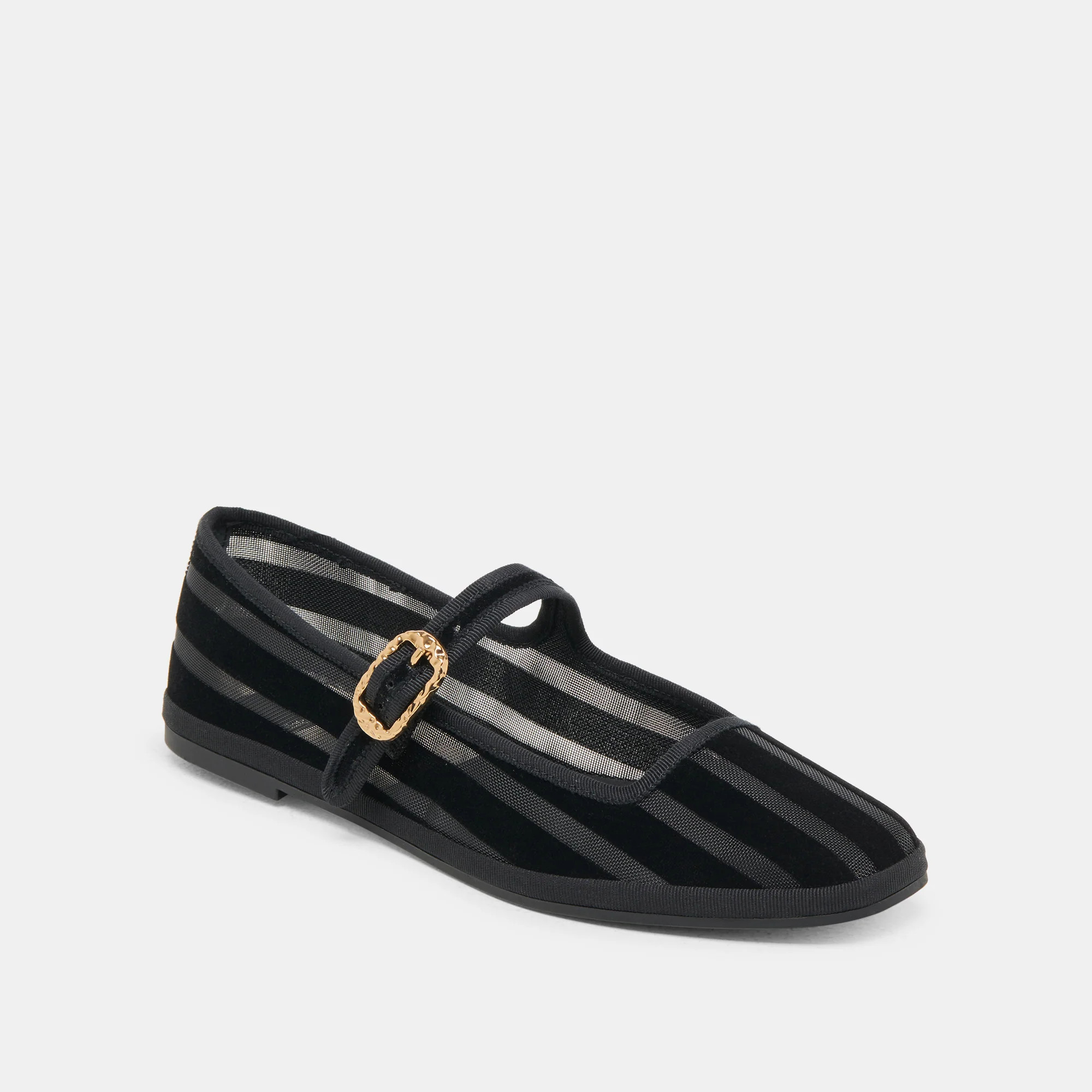 TAMEKA BALLET FLATS BLACK STRIPE MESH | DolceVita.com