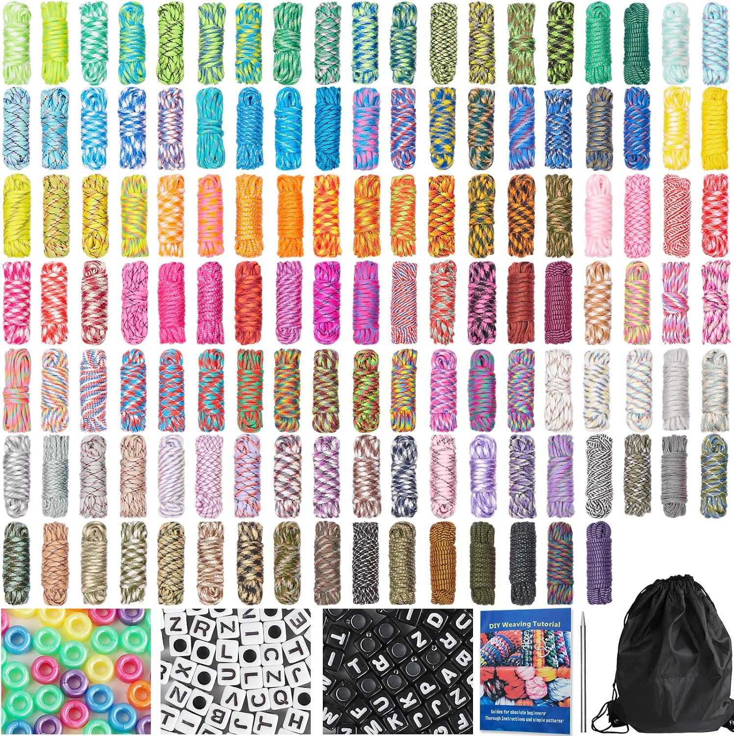 GNILLKO 130 Colors Paracord 550, 10 Feet Paracord Bracelets Kit | Amazon (US)