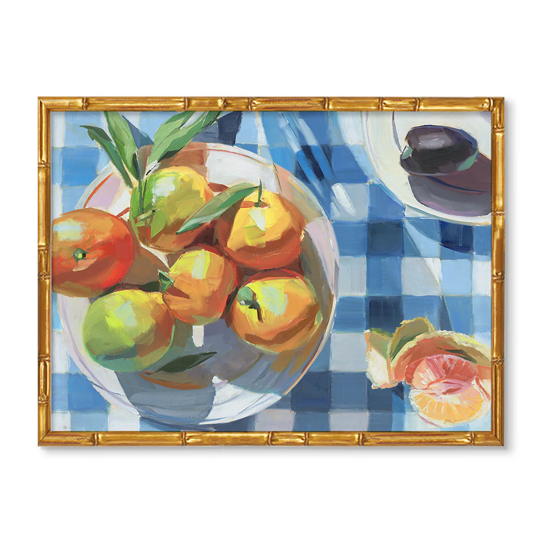 Gingham & Oranges Horizontal by Jenny Westenhofer Painted Art Prints | Urban Garden Prints