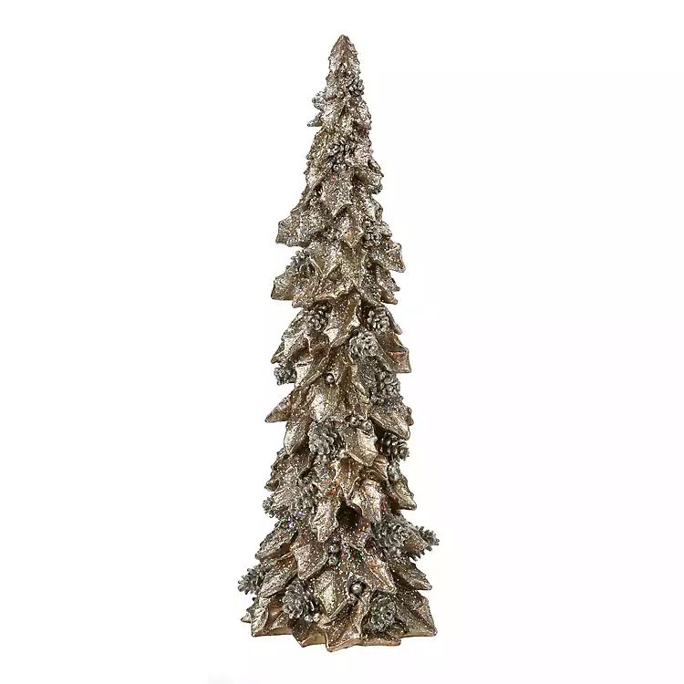 Glitter Holly Leaf and Berries Cone Tree, 15 in. | Kirkland's Home