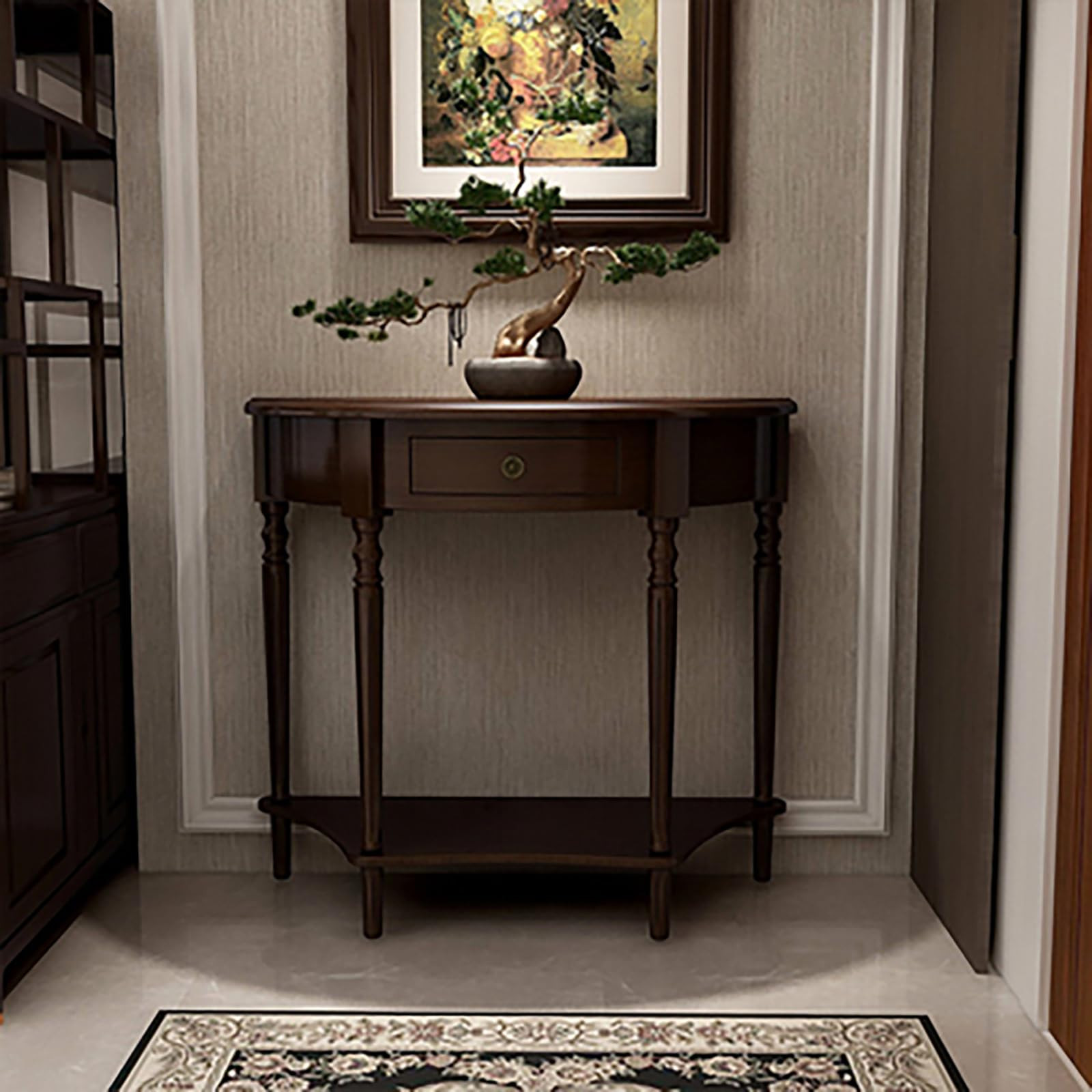 Half Moon Console Table,Console Tables for Entryway,Wood Entryway Table with Storage Drawer,Semi ... | Amazon (US)