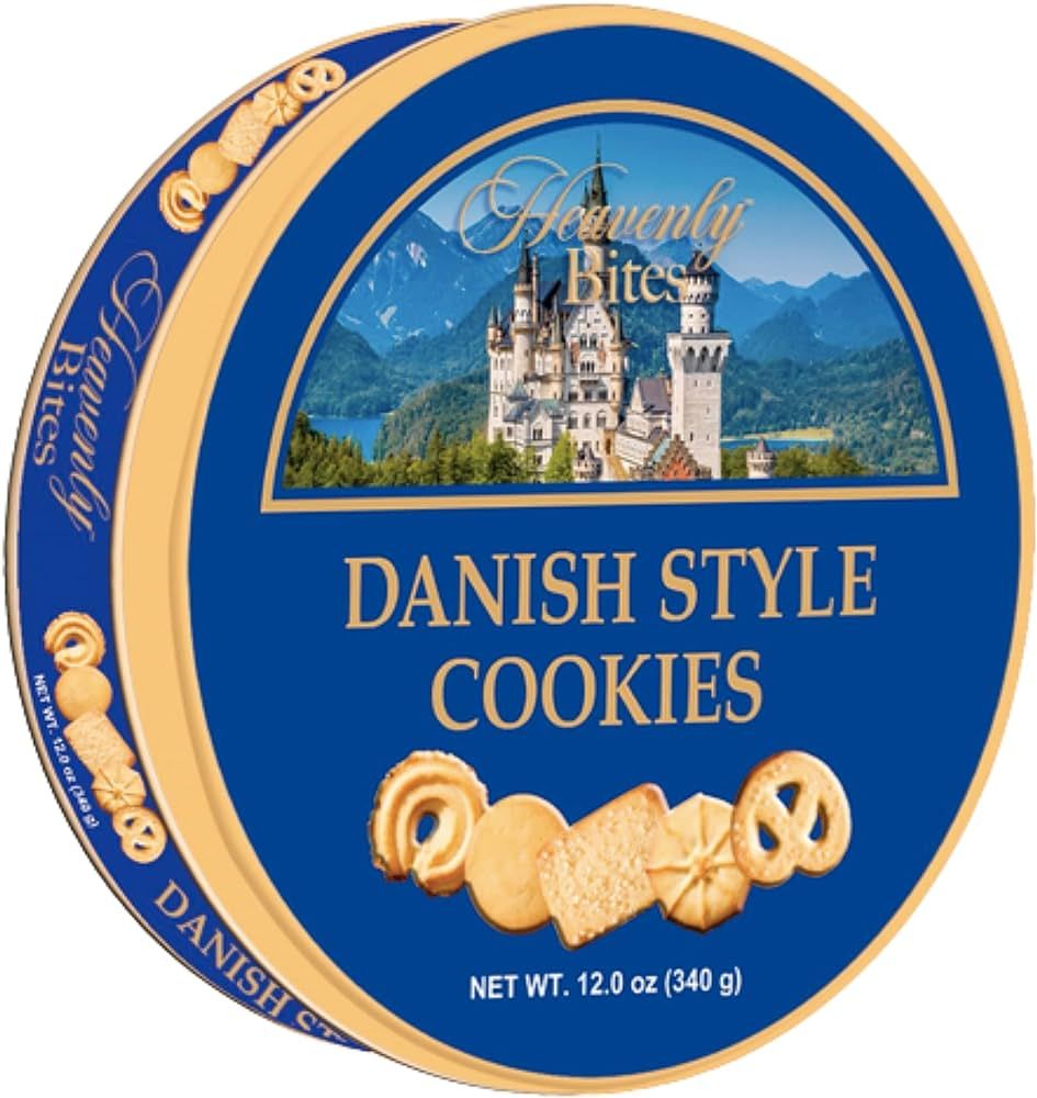 Heavenly Bites Danish Style Butter Cookies in Metal Tin 12 Ounce | Amazon (US)