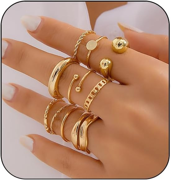INENIMARTJ Boho Rings for Women Teen Girls,Gold Stacking Rings Set Vintage Knuckle Stackable Moon... | Amazon (US)