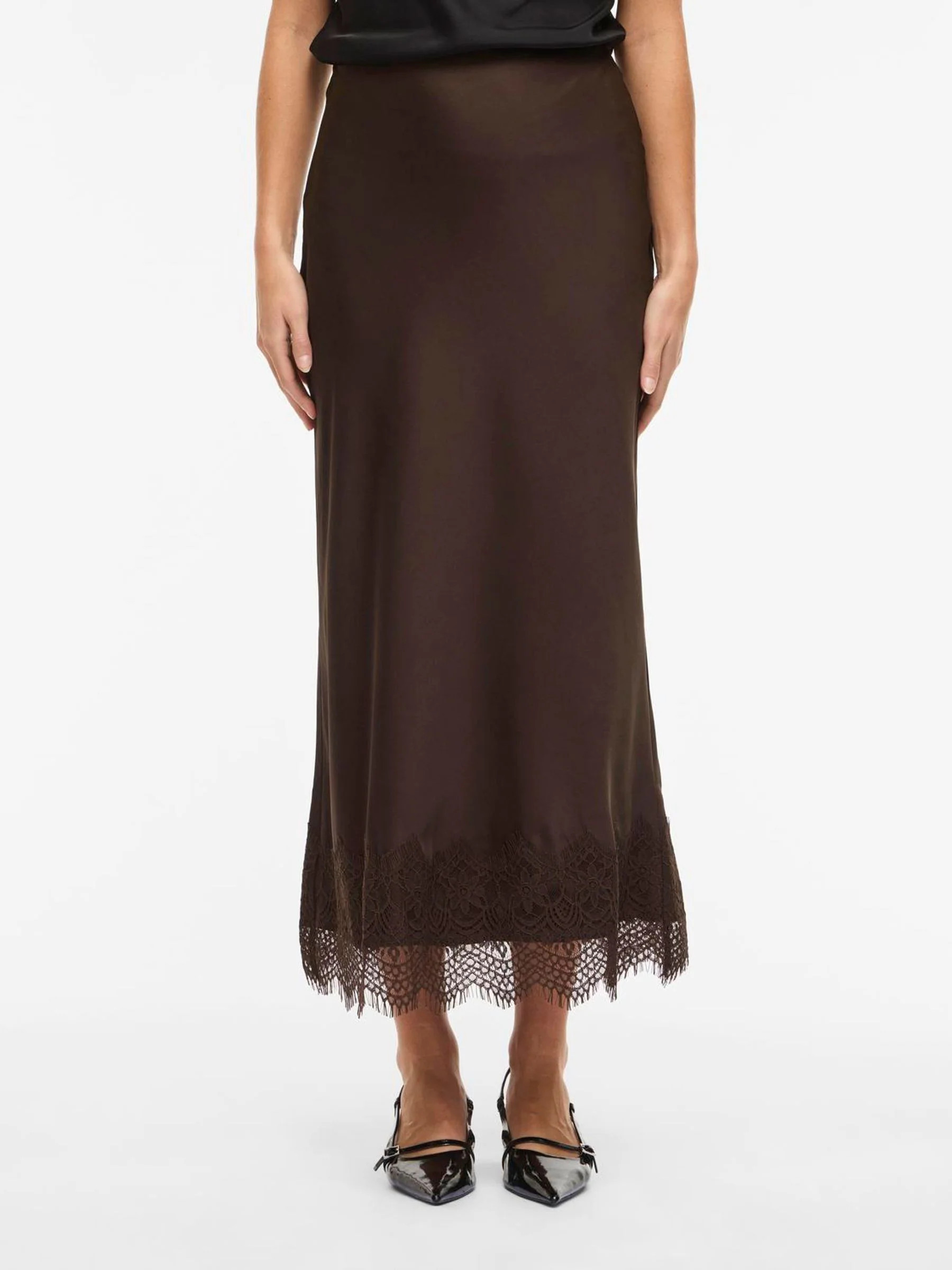 VILA VILA Brown High Waist Ankle Lace Skirt | Next US