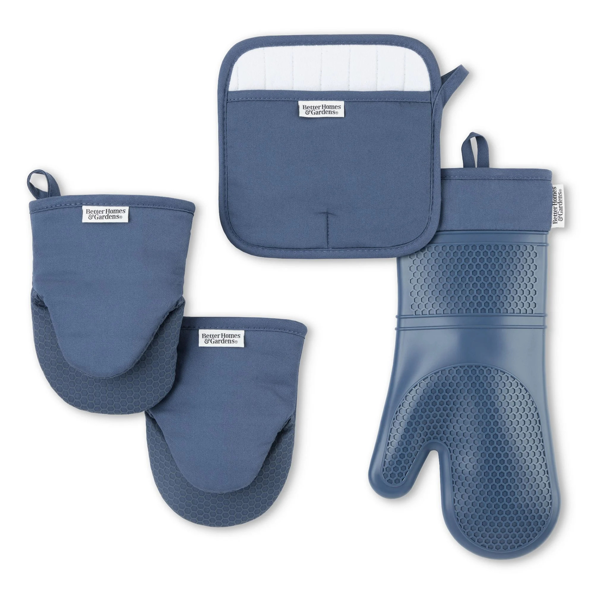 Better Homes & Garden Oven Mitt, Pot Holder, Mini Mitt Set, Blue, 4 Pieces | Walmart (US)