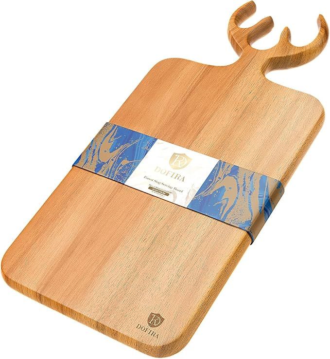 Dofira Acacia Wood Cutting Board with Antler Handle, Wooden Decorative Serving Board for Kitchen,... | Amazon (US)