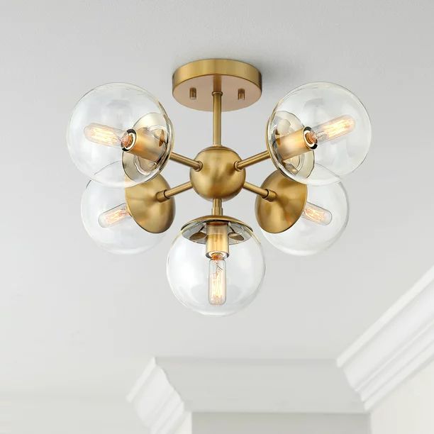 Possini Euro Design Modern Ceiling Light Semi Flush Mount Fixture Warm Brass 19 3/4" Wide 5-Light... | Walmart (US)