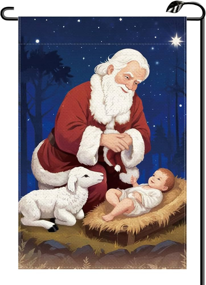 Christmas Santa Jesus Holy Night Garden Flag 12x18 Inch Vertical Double Sided Winter Holiday Nati... | Amazon (US)
