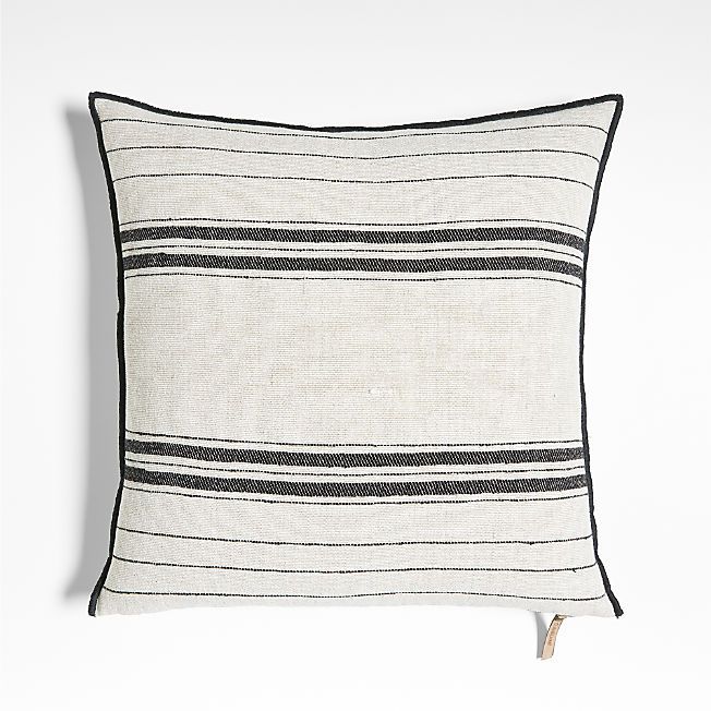 Chatou Organic Cotton Arctic Ivory Stripe 20"x20" Throw Pillow Cover + Reviews | Crate & Barrel | Crate & Barrel