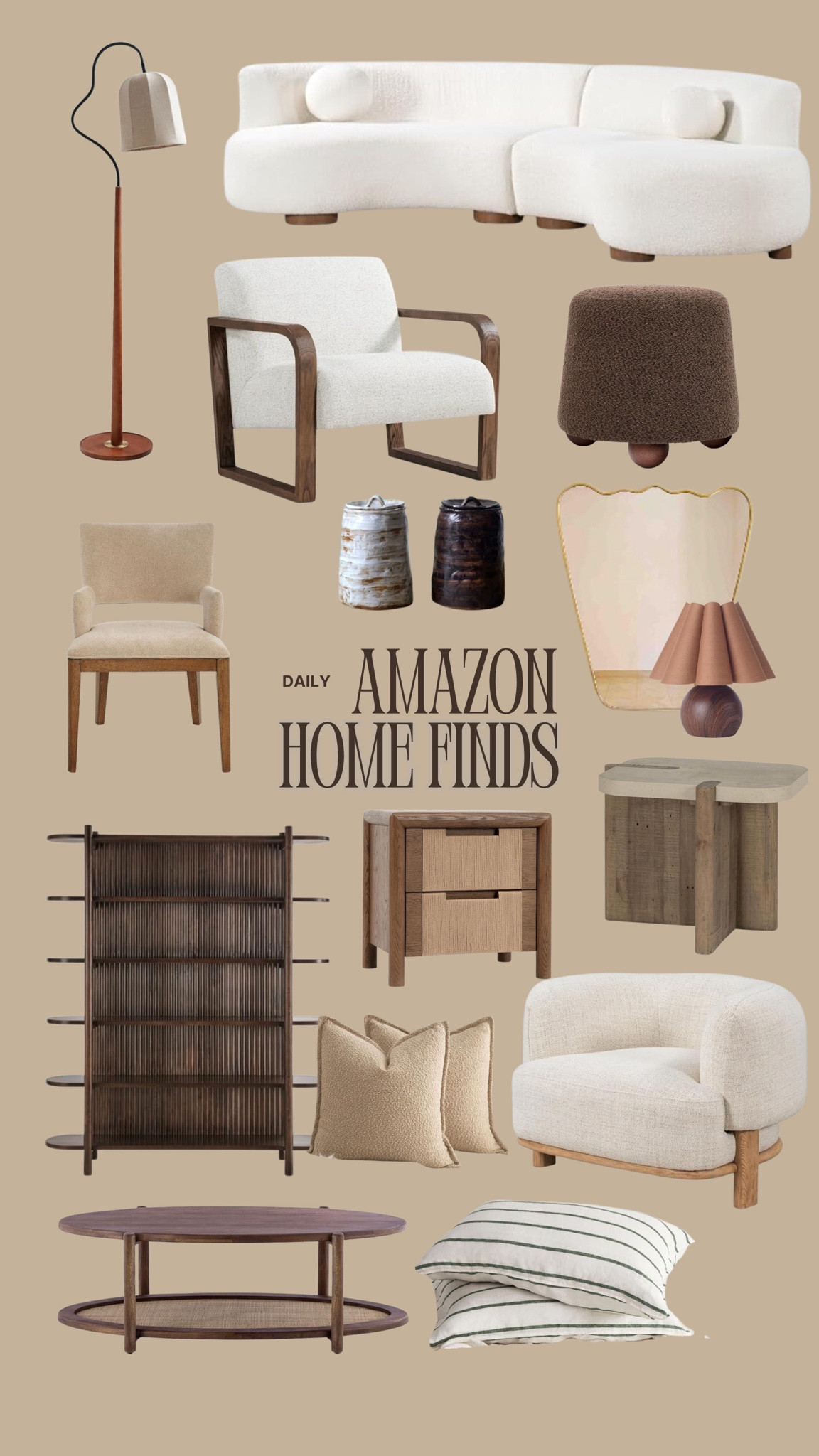 daily amazon home finds 

accent chair,  bookshelf, lamp, mirror, nightstand,  coffee table, ottoman, side table 

#LTKHome