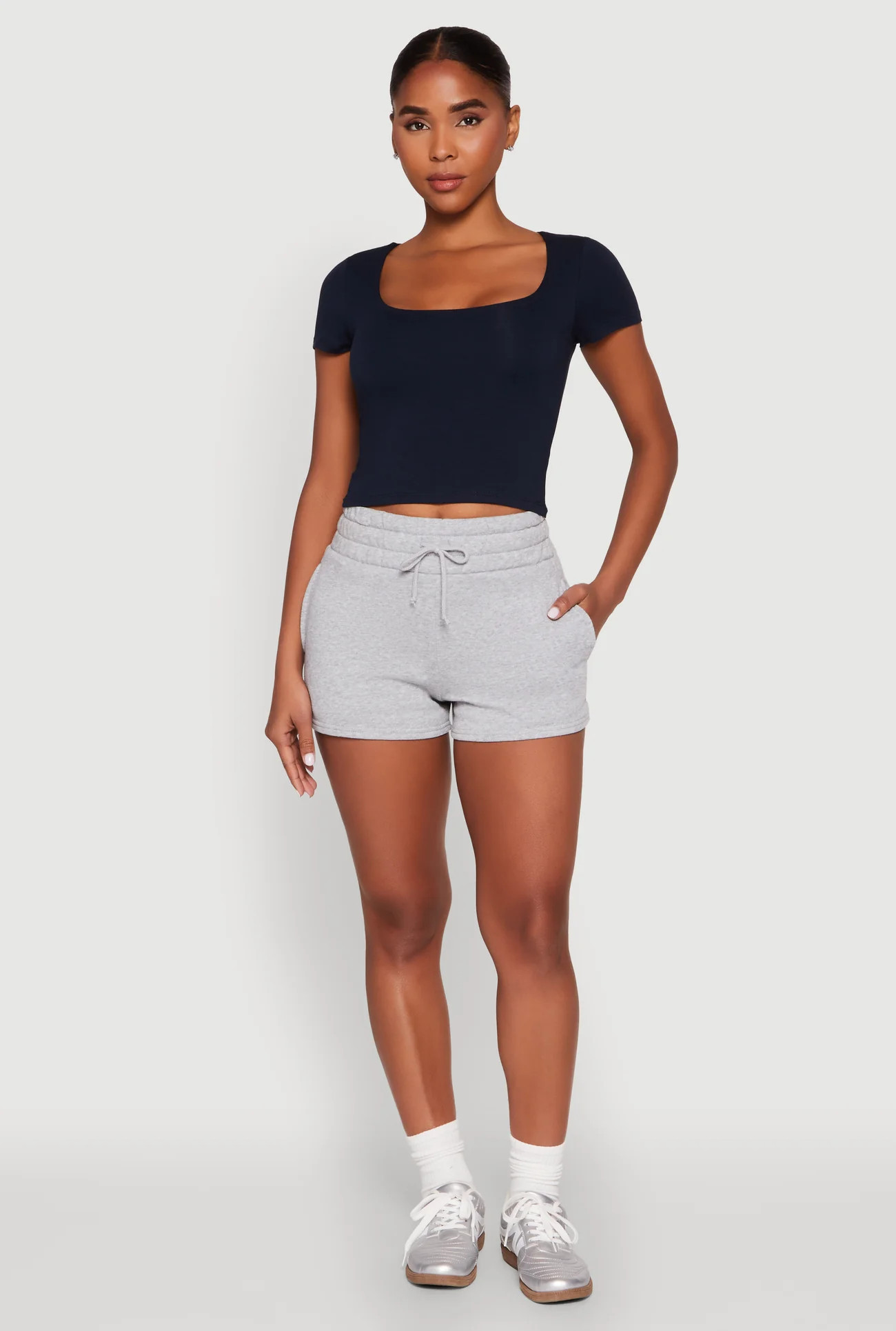 Basic Scoop Neck Cropped Tee | Rainbow Shops